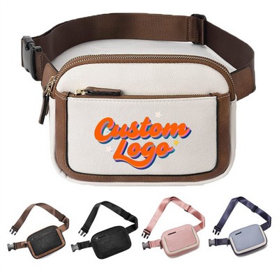 Unisex Waterproof Waist Pack - Adjustable PU Crossbody Sling Bag For Travel & Outdoor