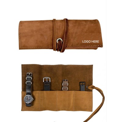 Vintage Crazy Horse Travel Watch Pouch