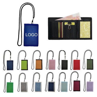 Portable Stylish Trifold Wallet with Lanyard