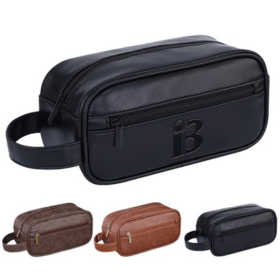 Men's Large Capacity PU Leather Travel Toiletry Bag