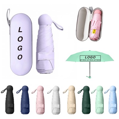 Mini Folding Compact Umbrella With Case