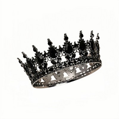 Baroque Style Crystal Crown Headpiece for Brides and Cake Topper Decoration