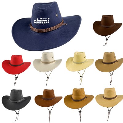Classic Suede Western Cowboy Hat With Wide Brim