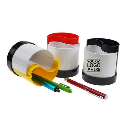 All-in-One Desktop Pen Caddy–Plastic Organizer Case