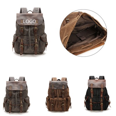 Vintage Canvas Leather Backpack