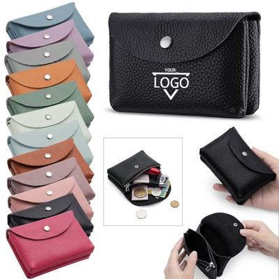 Double Layer Leather Button Mini coin Purse