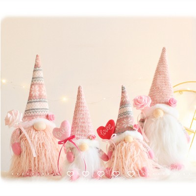 Mother's Day Love Heart Gnome Handmade Faceless Plush Doll Decoration Sweet Romantic Dwarf Figurine