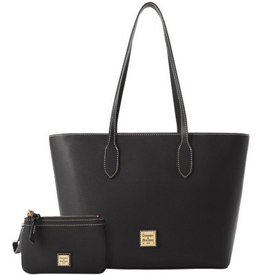 Dooney & Bourke Black Saffiano Tote and Medium Wristlet Bag