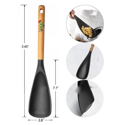 Silicone Spatula Spoon with Wooden Handle