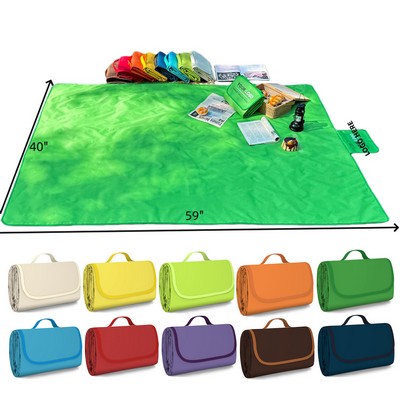 59x40" Waterproof Picnic Blanket with Carry Strap