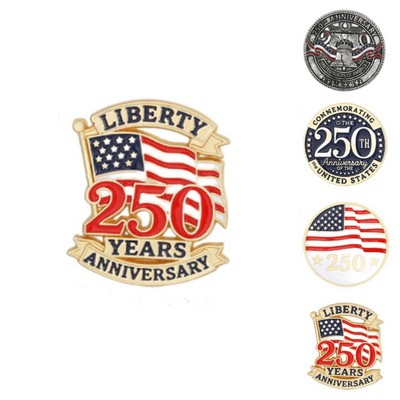 1" Metal Us Anniversary Commemorative Badge