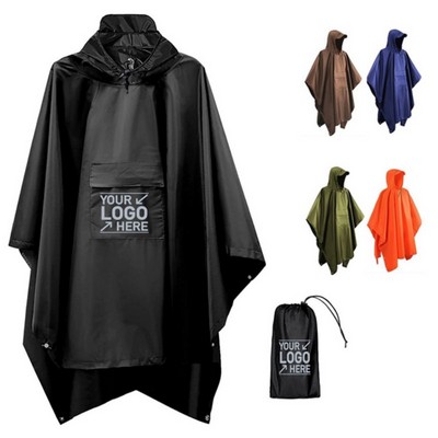 3" 1 Hooded Rain Poncho
