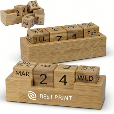 Wooden Block Calendar for Desk