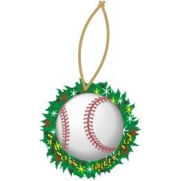 Baseball Promotional Wreath Ornament w/ Black Back (8 Square Inch)