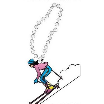 Female Skier Promotional Key Chain w/ Black Back (6 Square Inch)