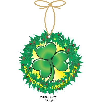 Shamrock Wreath Ornament / Clear Mirrored Back (12 Square Inch)