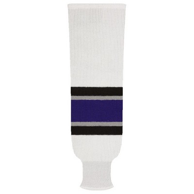 Los Angeles Pro Series White & Purple Home Socks w/Black & Gray Stripes