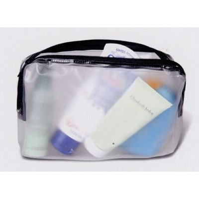Frosted Clear Vinyl Accessory Pouch w/ Contrast Top Trim