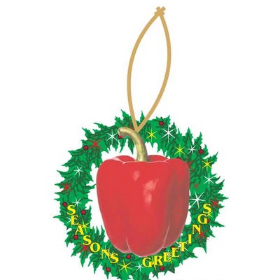 Bell Pepper Promotional Wreath Ornament w/ Black Back (3 Square Inch)
