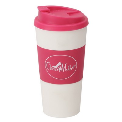 16 Oz. Plush Double Wall Plastic Tumbler w/Lid & Matching Sleeve