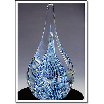 Ice Dragon Art Glass Sculpture w/ Marble Base (3"x8")