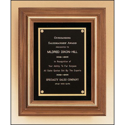 American Walnut Plaque with Gold Trim Plate 13 x 16"