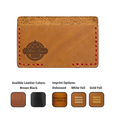 Full-Grain Leather Card Wallet -Horizontal Single Pocket