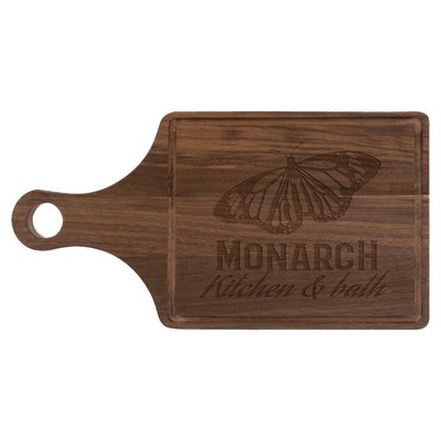 Walnut Cutting Board Paddle Shape with Drip Ring