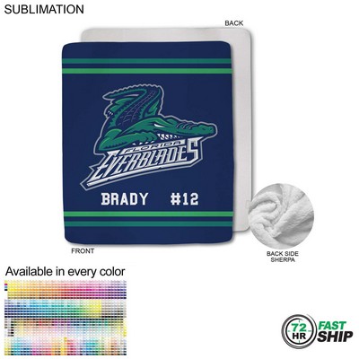 72 Hr Fast Ship - Team Blanket in Plush Sherpa Faux Wool Lined Micro Mink, Couch Size, (50"x60")