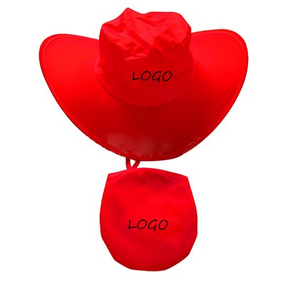 190T Polyester Foldable Cowboy Hat w/Pouch 15" x 4"