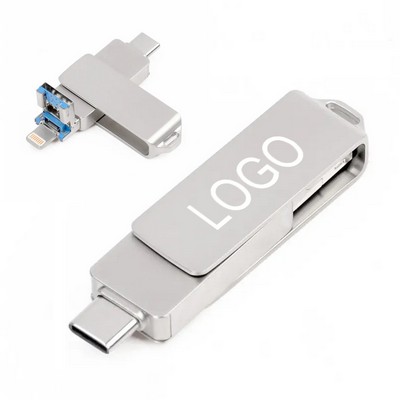 4-in-1 OTG Metal Swivel USB Drive for Smart Phone