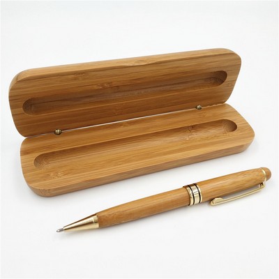 Bamboo Wood Handle Ballpoint Pen w/Box Set