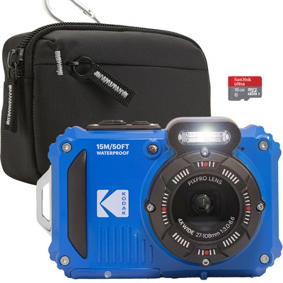 Kodak Wpz2 Waterproof Digital Camera Wi-Fi Bundle - Blue
