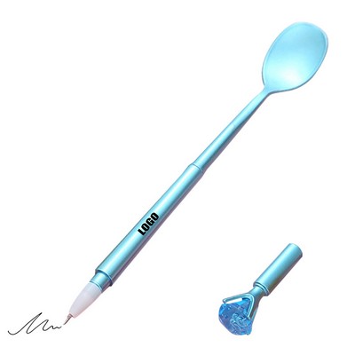 Spoon Shaped Pen with Diamond Cap