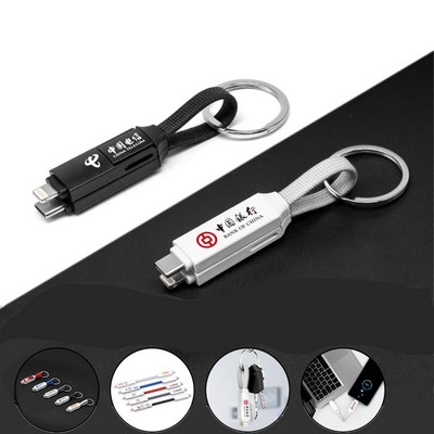 Mini 3 in 1 Slide Magnet Fast Charging Cable w/Keychain