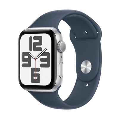 Apple Watch Se Gps 44Mm Silver Aluminum Case W/ Storm Blue M/L Sport Band