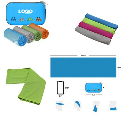 4-Pack Cooling Towels with EVA Carrying Case