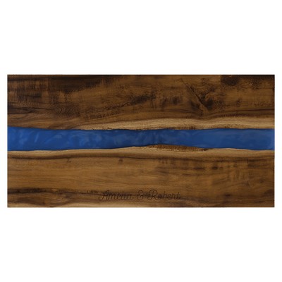 Acacia with Blue Pearl Resin Serving Board, 18"x 9"