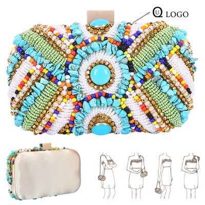 Colorful Handmade Beaded Clutch Bag