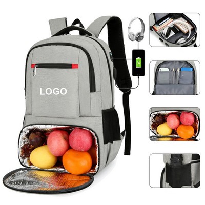 Insulated Backpack with A Lunch Compartment and Headphone Port