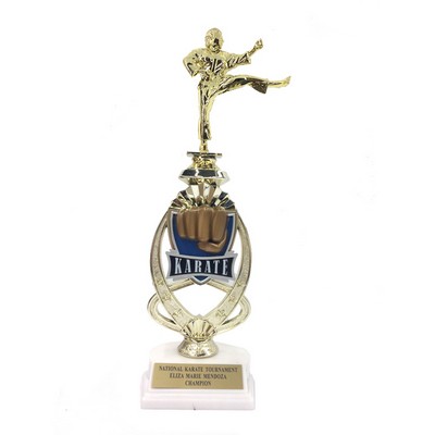 13" Female Karate Trophy Riser with Figure on Marble Base