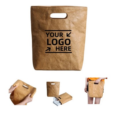 Eco-Friendly Washable Portable Brown Dupont Tyvek Kraft Paper Tote Bag