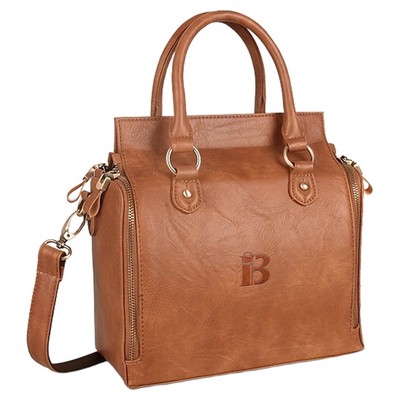 PU Leather Detachable Shoulder Strap Tote Bag