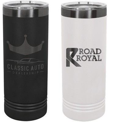 Polar Camel 22oz ION-Plated Ghost Black Skinny Stainless Steel Tumbler w/ Sliding Lid