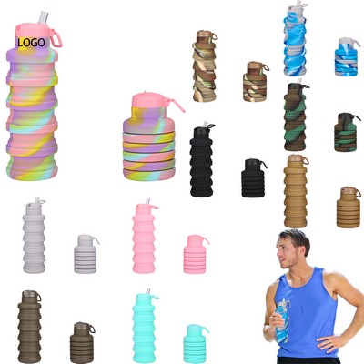 Foldable Silicone Cover Water Bottle With Spout
