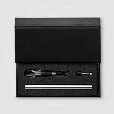 Neve Recycled Stainless Steel Wine Chiller Set & Gift Box - 2 pcs - Pad Print