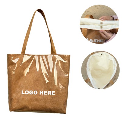 Waterproof and Washable PVC and Tyvek Tote Bag(16"x 14"x 4")