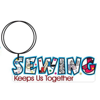 Sewing Slogan Executive Key Chain w/Mirrored Back (2 Square Inch)