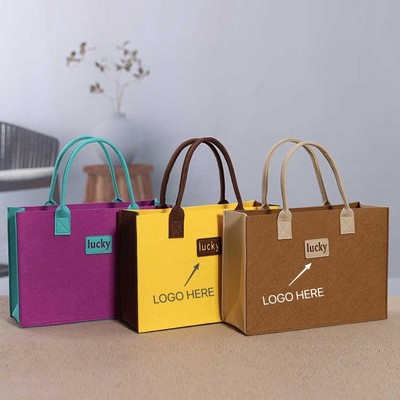 Felt Colorblock Tote Bag
