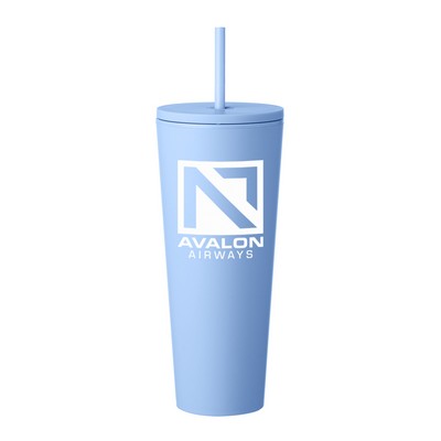 24 oz. Sleekline Rubberized Travel Mug (2 Color Imprint)